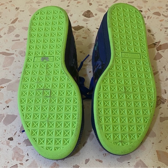 Puma Size 7 Blue Neon Green Suede Classic XXI LaMelo Ball Galaxy Sneakers NEW - Picture 8 of 11